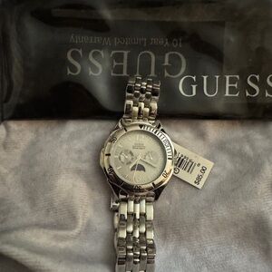 Guess Silver Tone Water Proof Watch NWT $85 with case